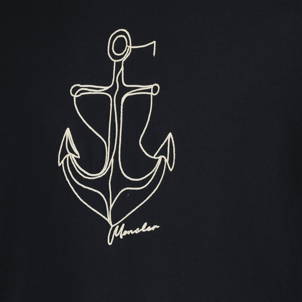 T-shirt en coton brodé bleu marine