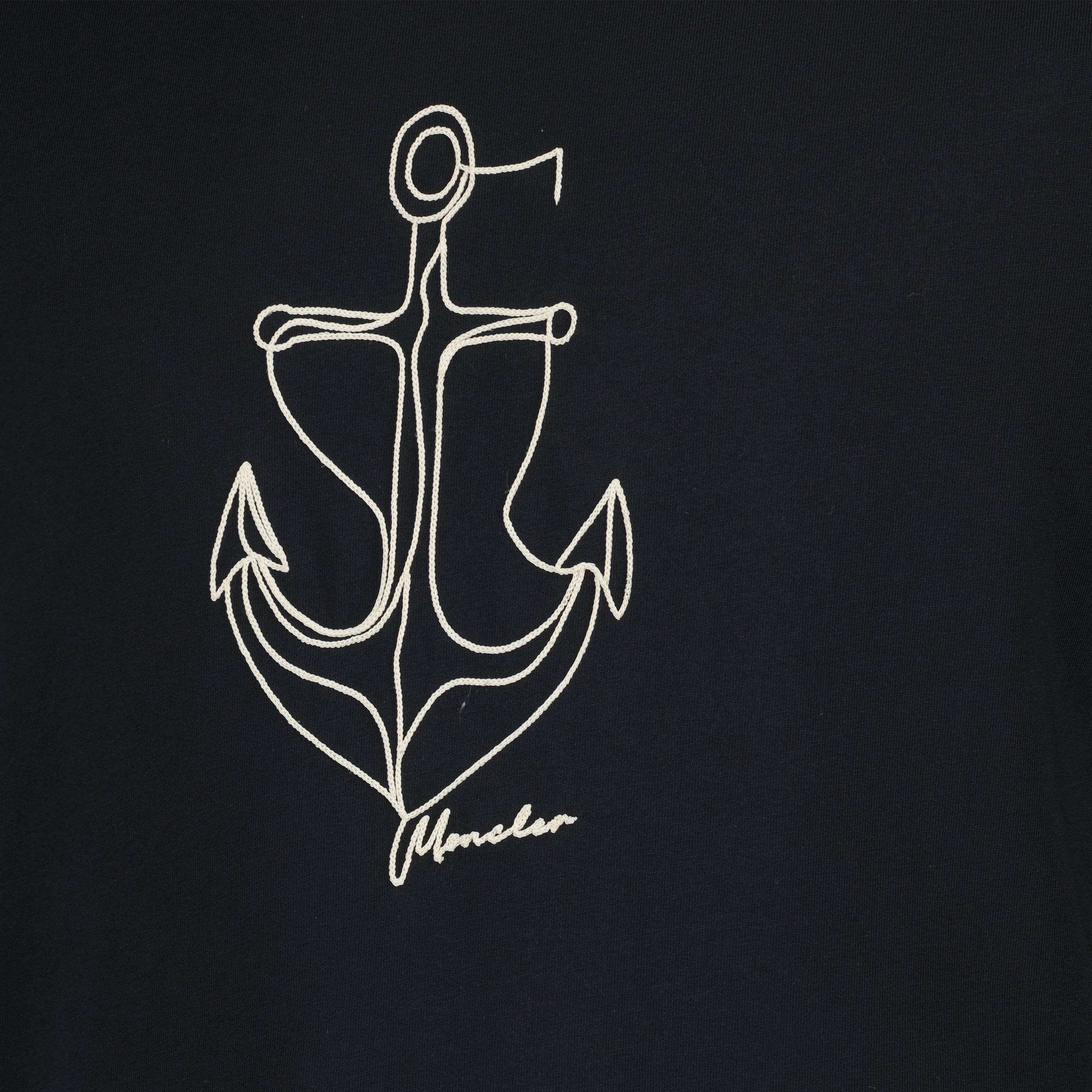 Navy-Blaue Bestickte Baumwoll-T-Shirt