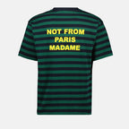 striped t-shirt, black green t-shirt, round neck tee, casual wear, Drole De Monsieur