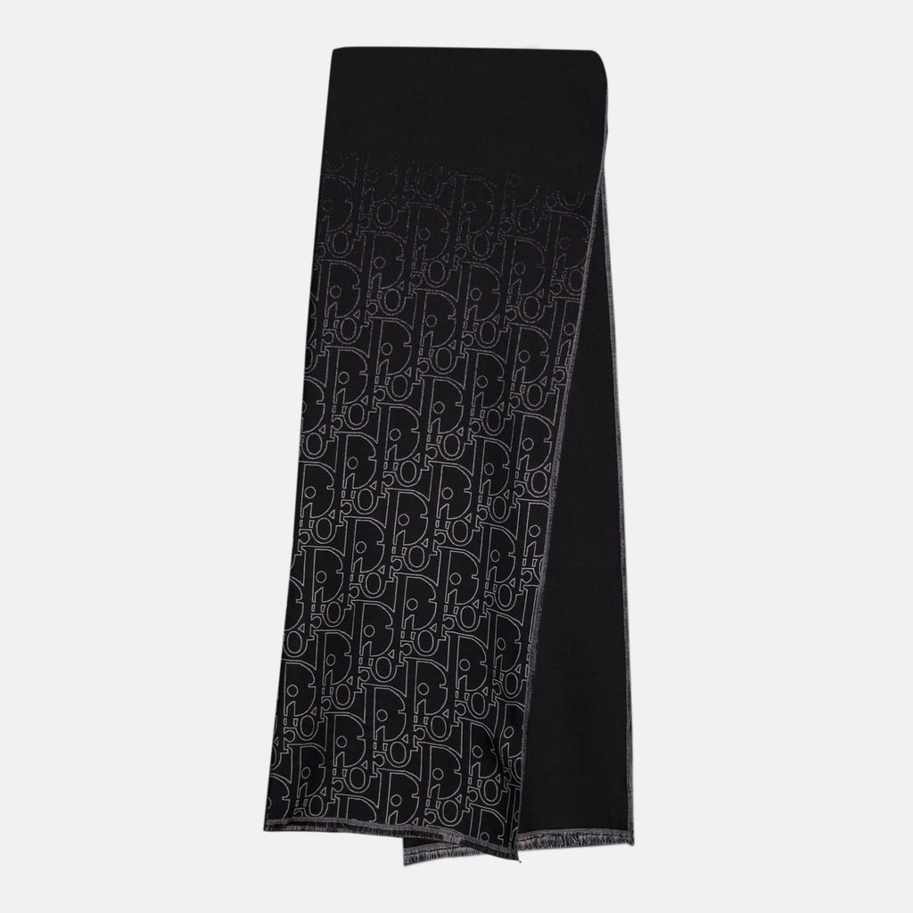 Dior scarf, gradient scarf, wool and silk scarf, black and grey scarf, men's accessories