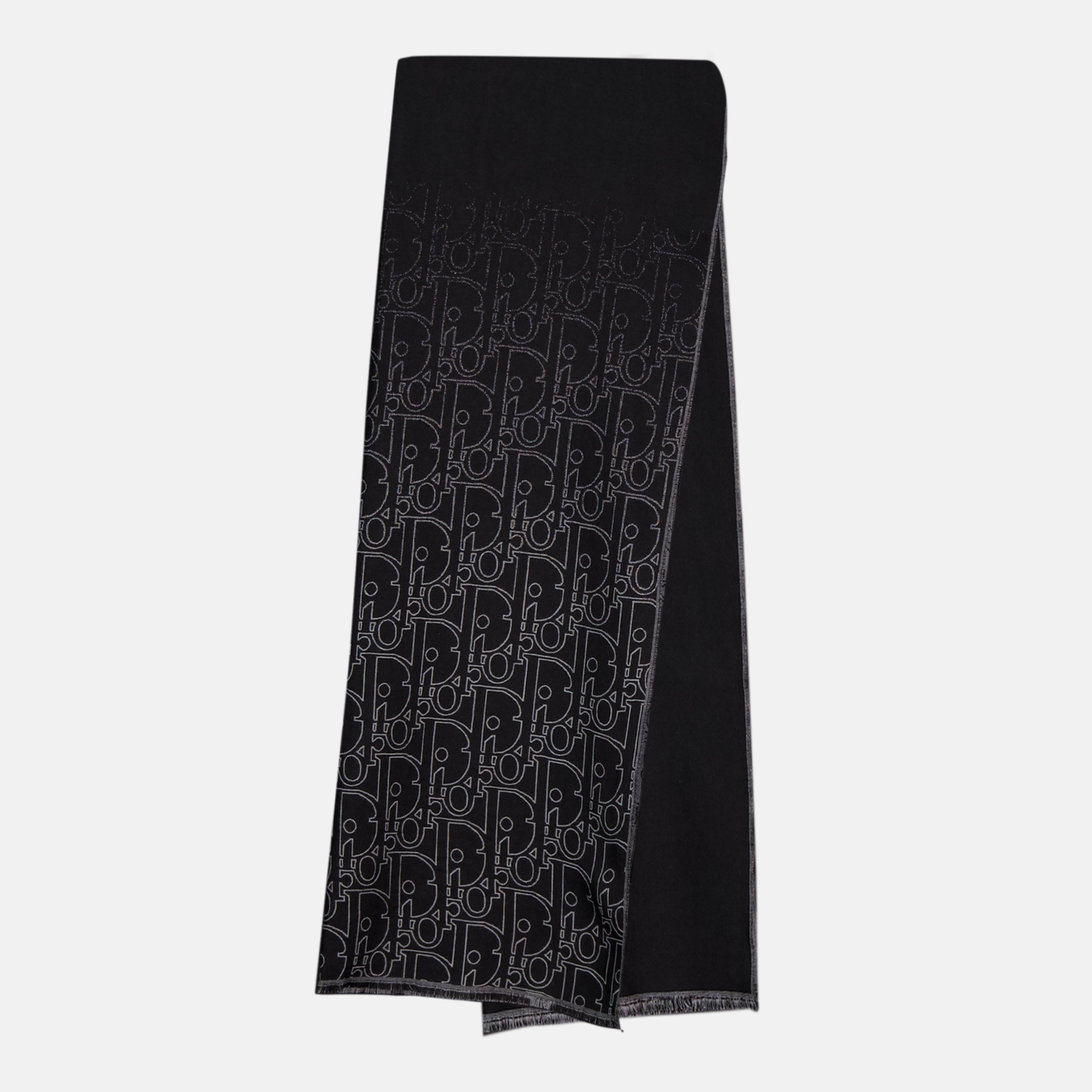 Dior scarf, gradient scarf, wool and silk scarf, black and grey scarf, men's accessories