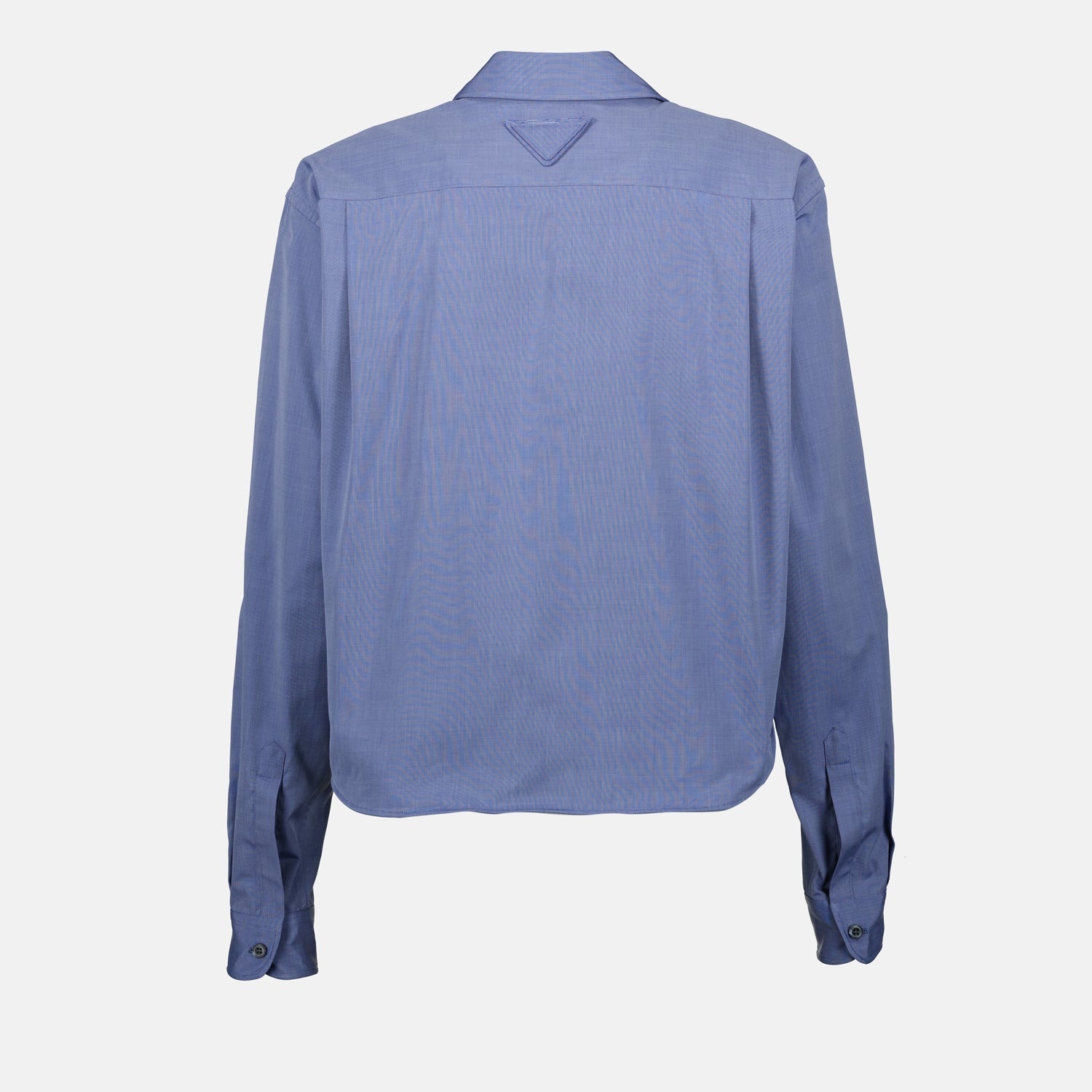 blue cotton shirt, Prada shirt, classic collar shirt, women's fashion, Spring-Summer 2025 collection