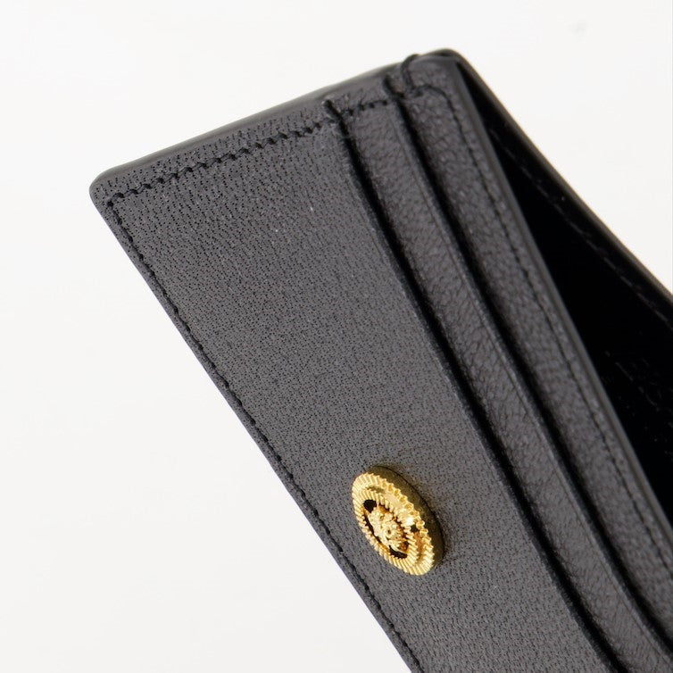 Versace card holder, leather wallet, Medusa Biggie, luxury accessories, textured leather