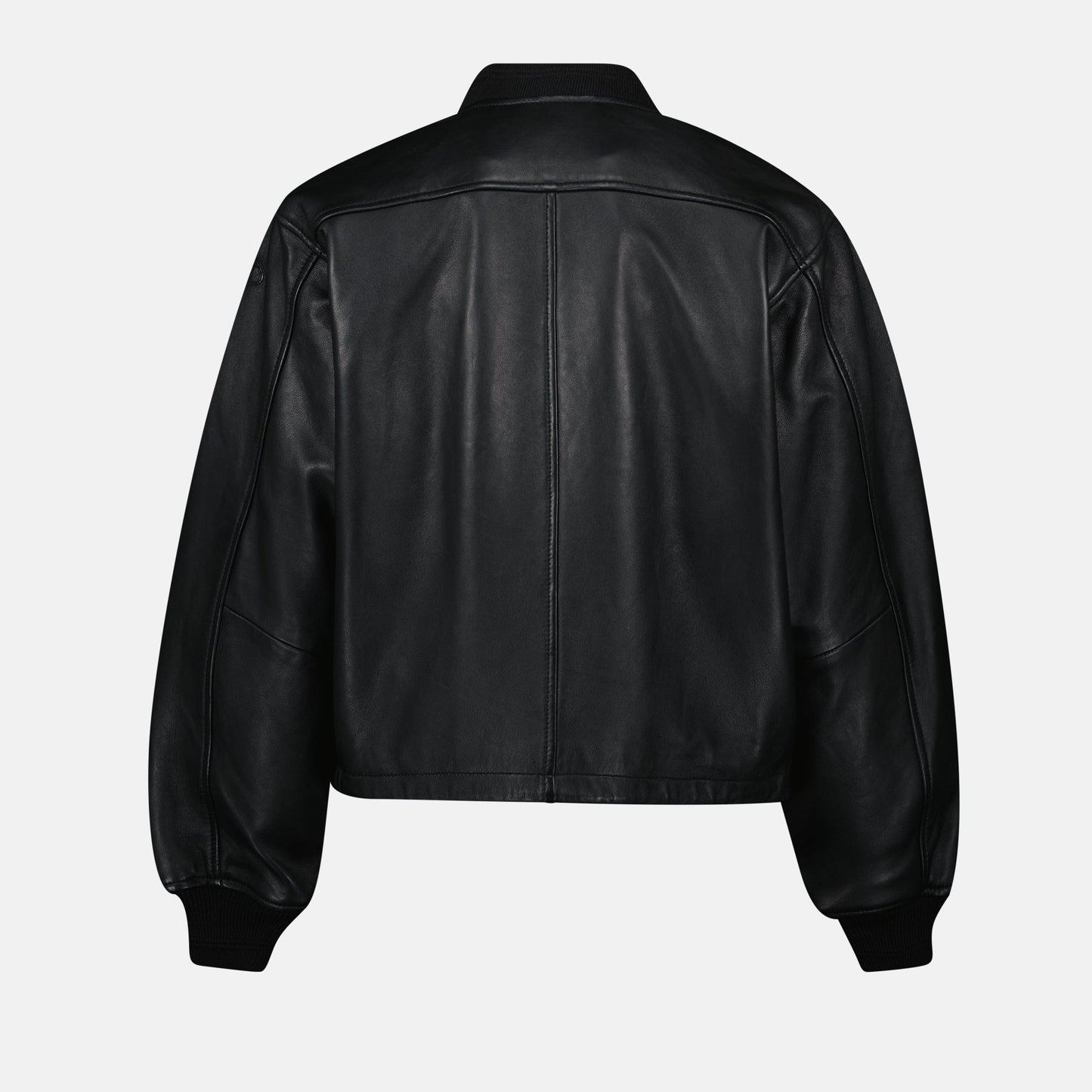 Black bomber jacket, Diesel L-Ilyan, leather bomber, women's bomber jacket, textured leather