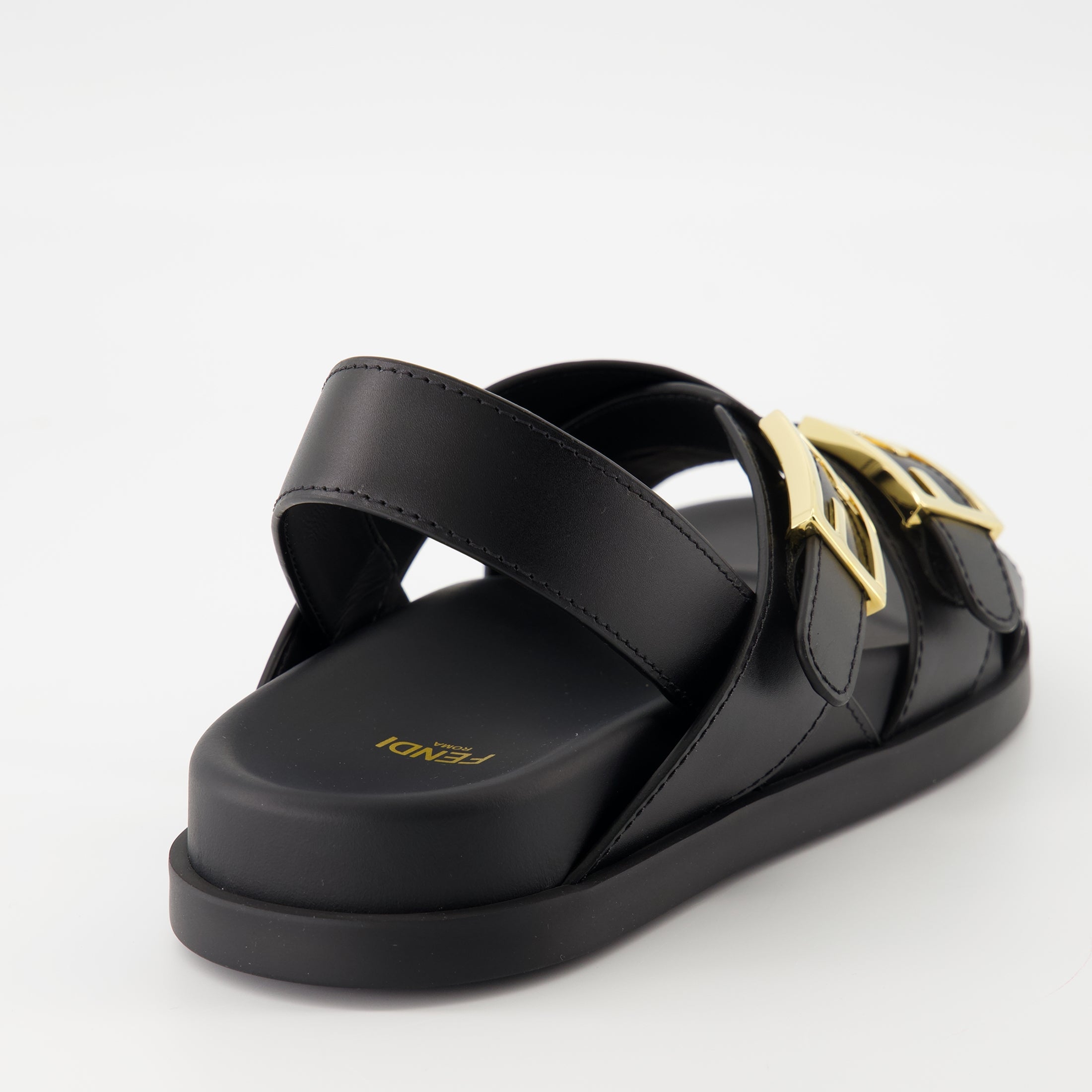 Fendi sandals, Fendi footwear, black sandals, adjustable straps, luxury sandals