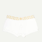 Image of White Medusa Greca Boxer Briefs by Versace for Men - Season Autumn-Winter 2024 - Front View