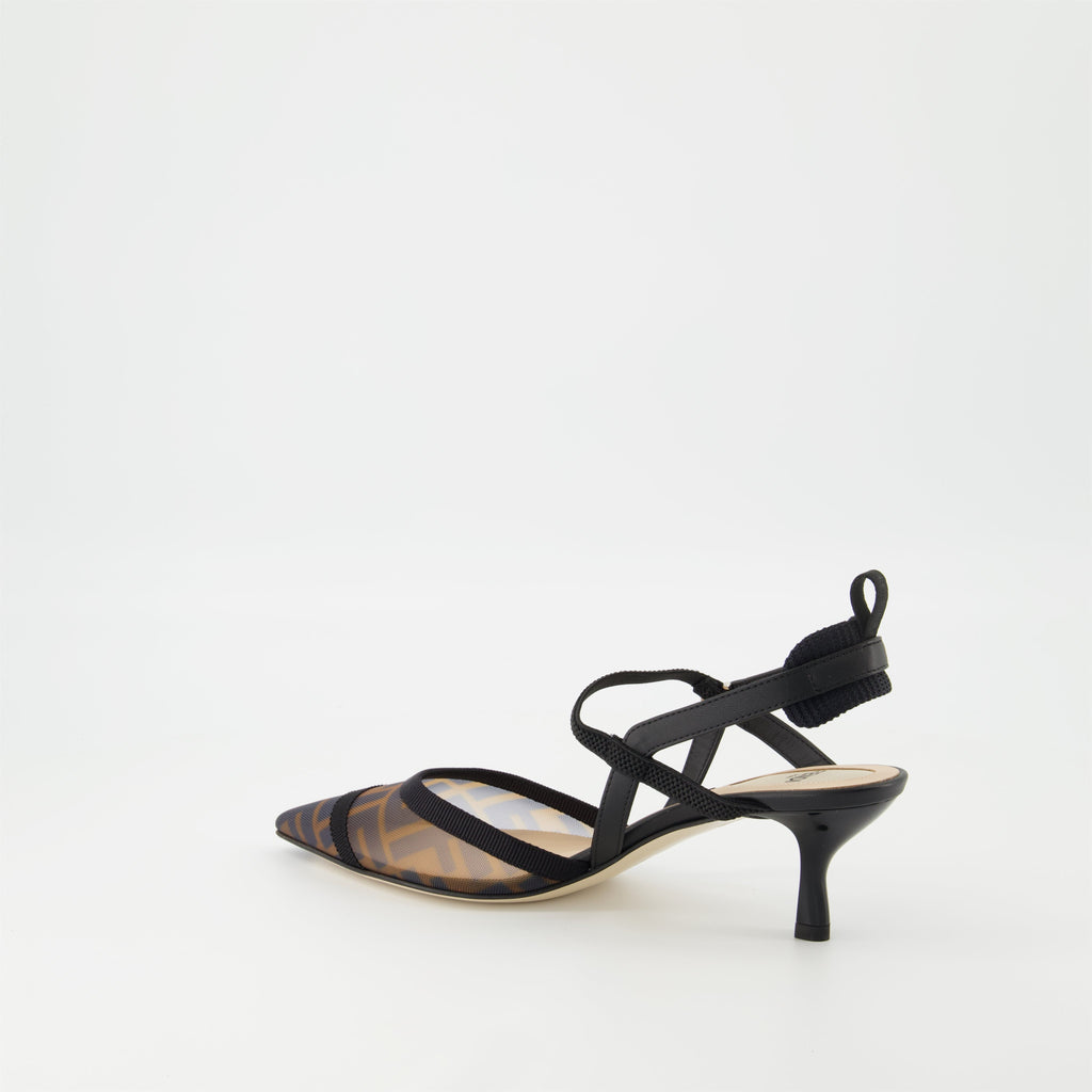 Fendi heels, Colibrì Lite FF, pointed toe shoes, black heels, designer footwear