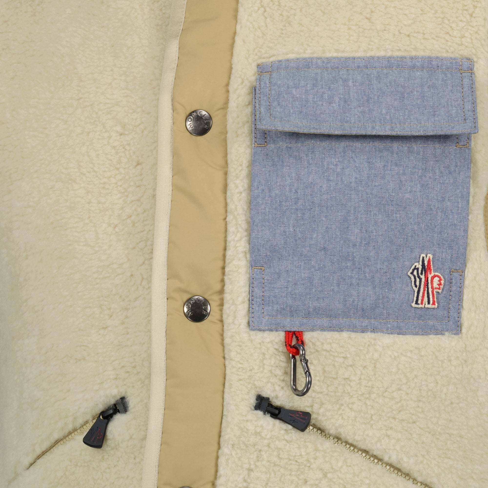 Image of Beige Teddy Vest by Moncler Grenoble for Men - Season Spring-Summer 2026 - Detail View 1