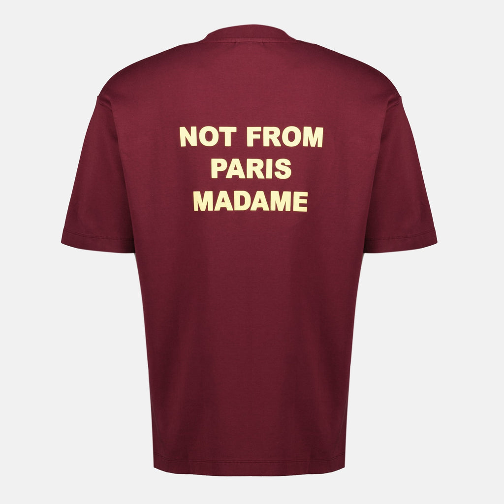 bordeaux t-shirt, Drôle De Monsieur, slogan t-shirt, Autumn-Winter 2025, cotton t-shirt