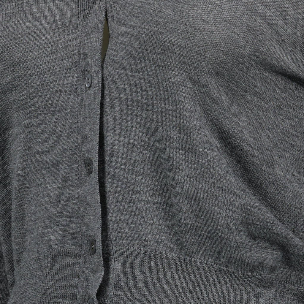 wool cardigan, grey cardigan, Prada, women's fashion, designer cardigan