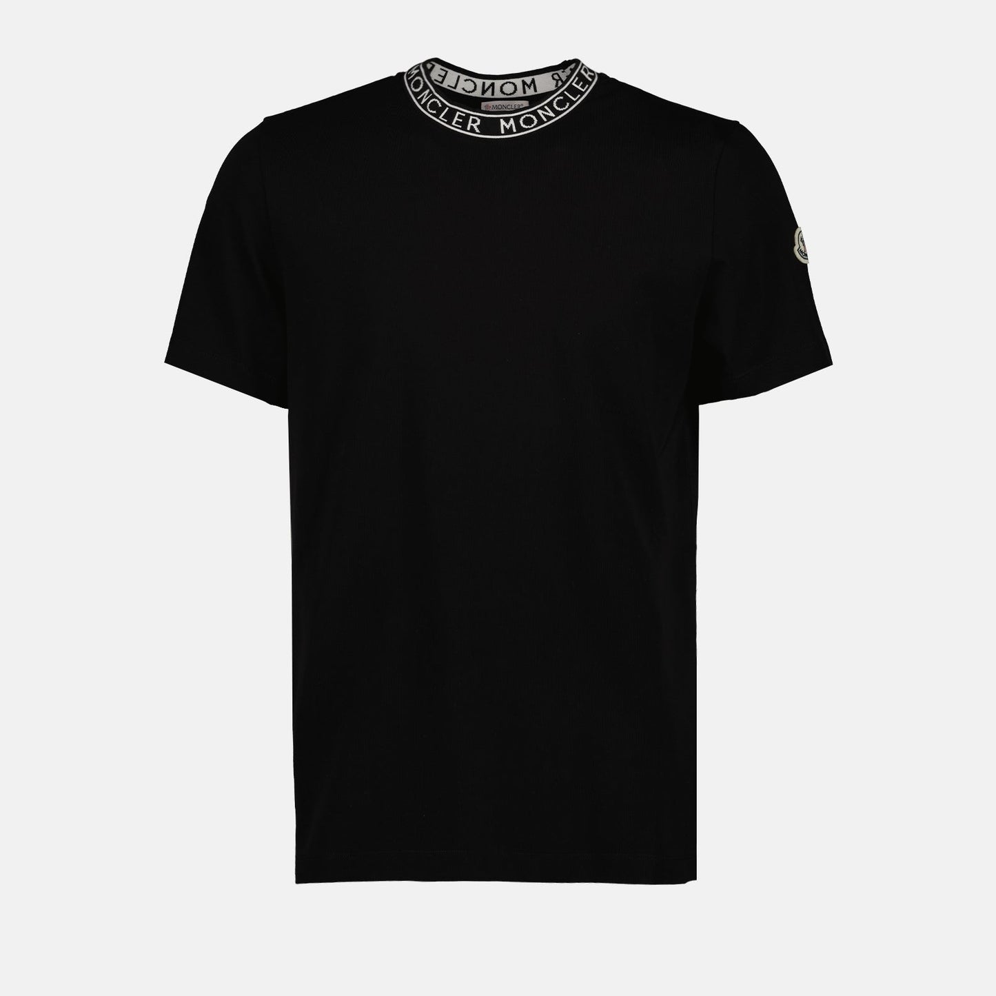 Moncler T-shirt, Black cotton T-shirt, Casual black T-shirt, Short sleeve T-shirt, Round neck T-shirt