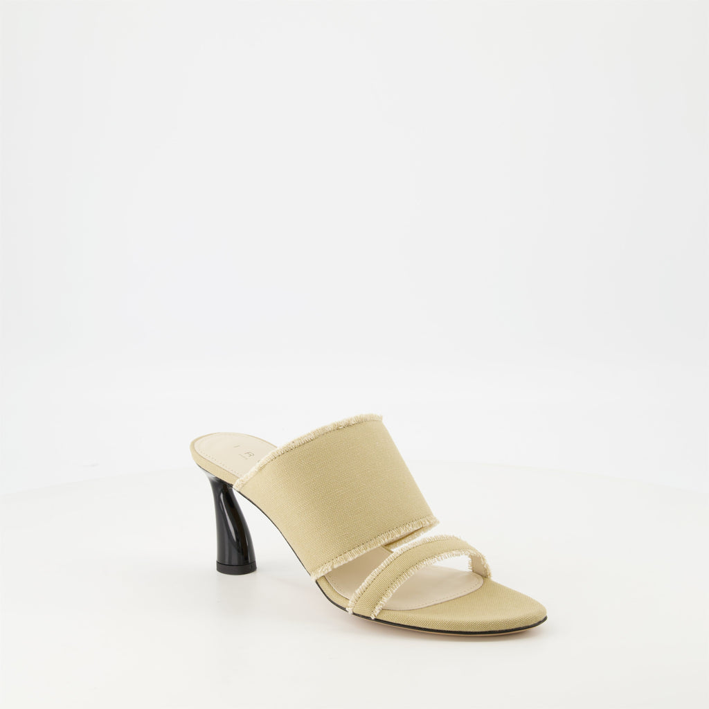 mules, Garnett, beige canvas, Spring-Summer collection, women’s footwear