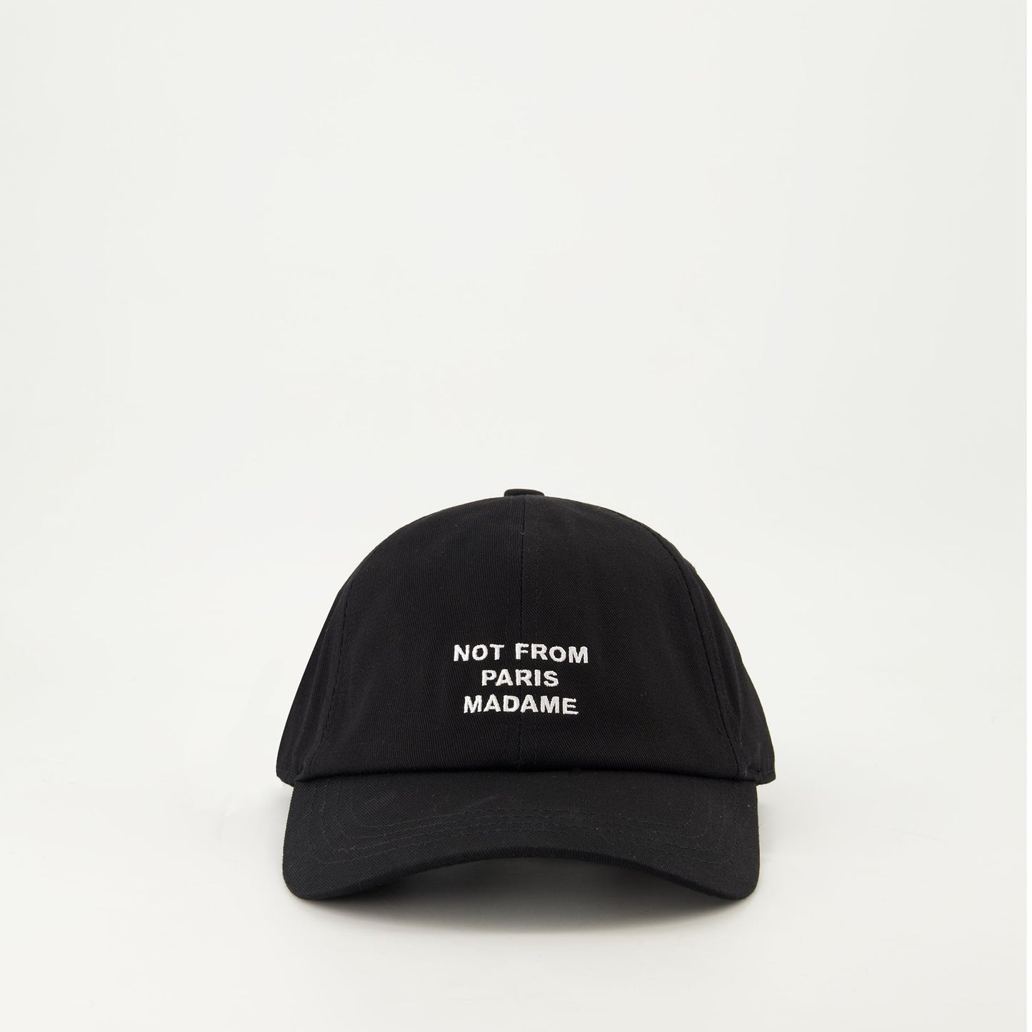 black slogan cap, adjustable cotton cap, Drôle De Monsieur cap, embroidered logo cap, spring summer 2025