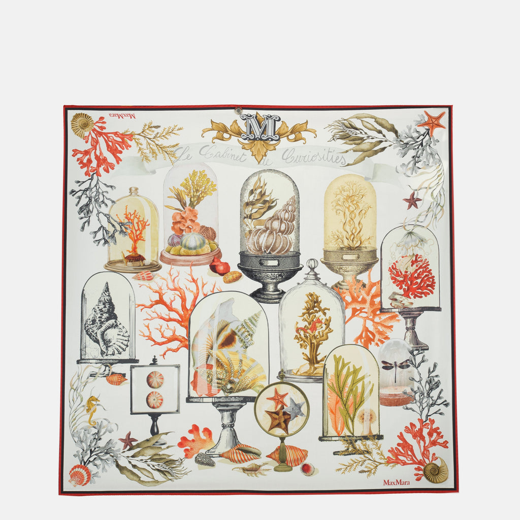 Écharpe en soie twill imprimée beige