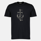 T-shirt en coton brodé bleu marine