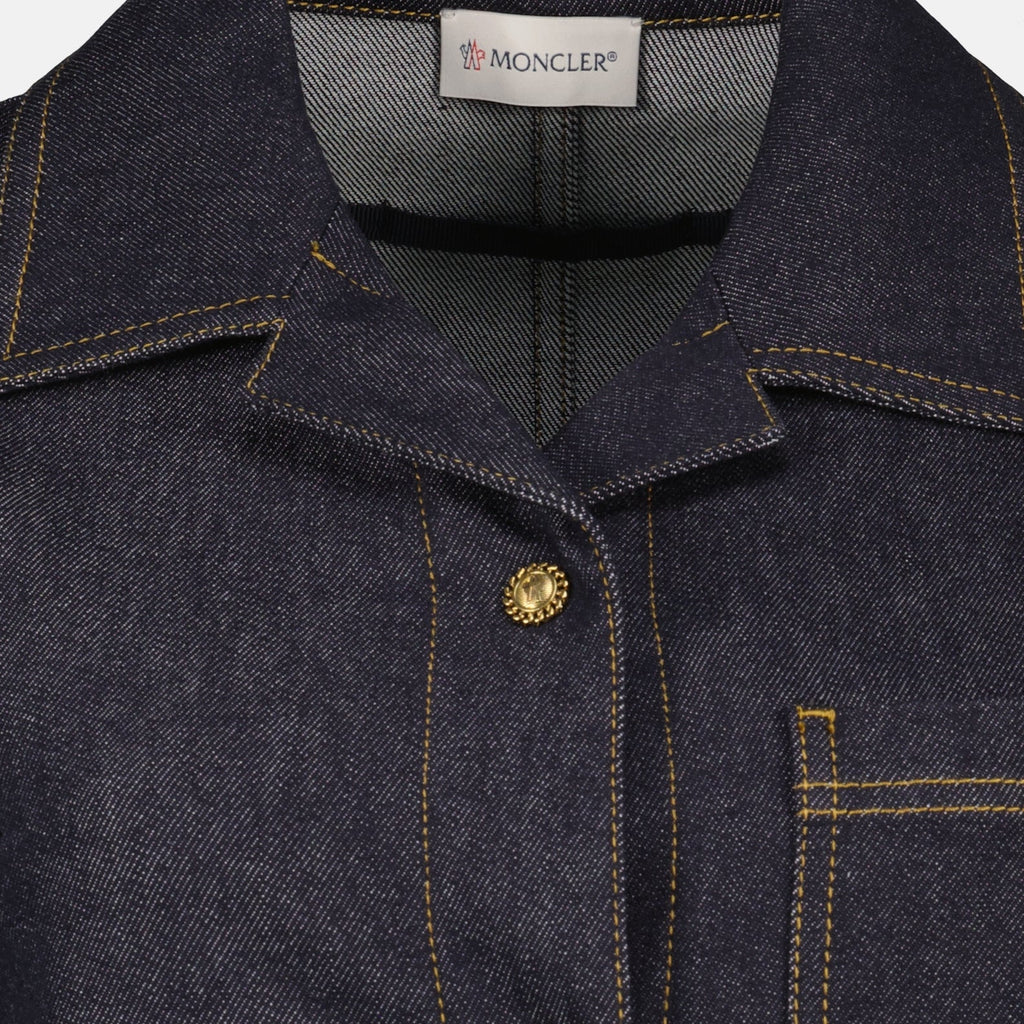 denim shirt dress, Moncler dress, navy blue dress, women's fashion, casual dress