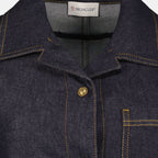 denim shirt dress, Moncler dress, navy blue dress, women's fashion, casual dress