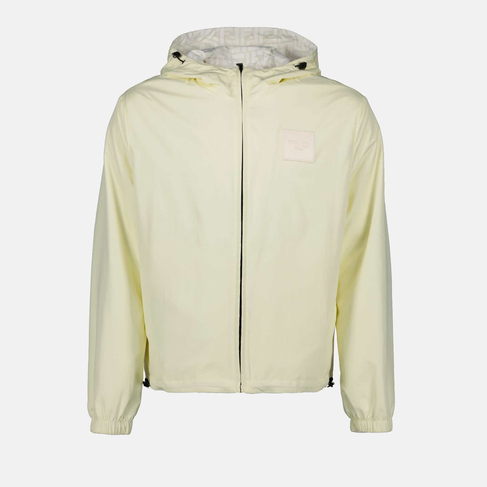 luxury windbreaker, white nylon jacket, K-Way Fendi collaboration, Spring-Summer 2024, high-end fashion