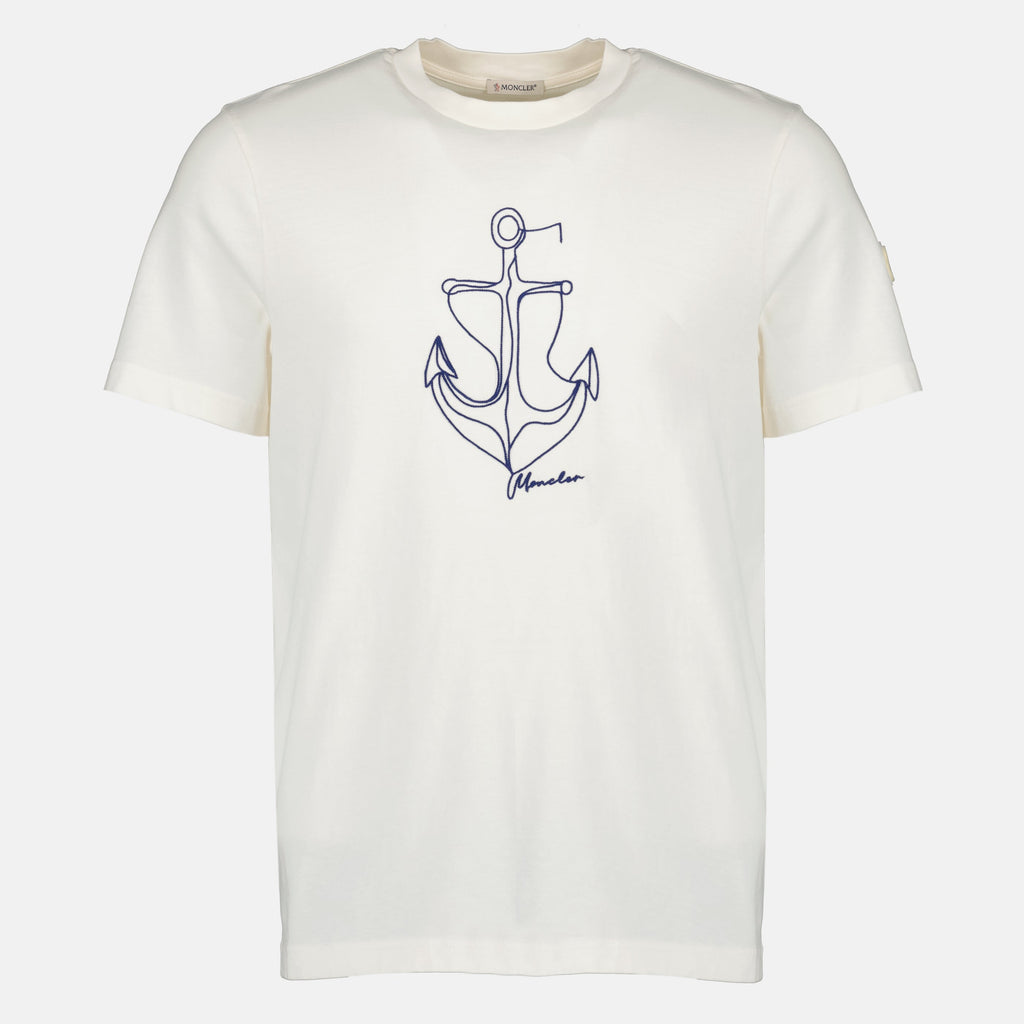 Hvit Brodert Kattet-T-skjorte