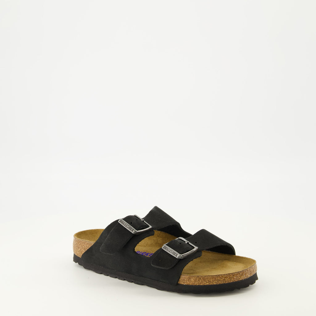 Birkenstock sandals, black Arizona sandals, comfortable footwear, adjustable sandals, nubuck leather sandals