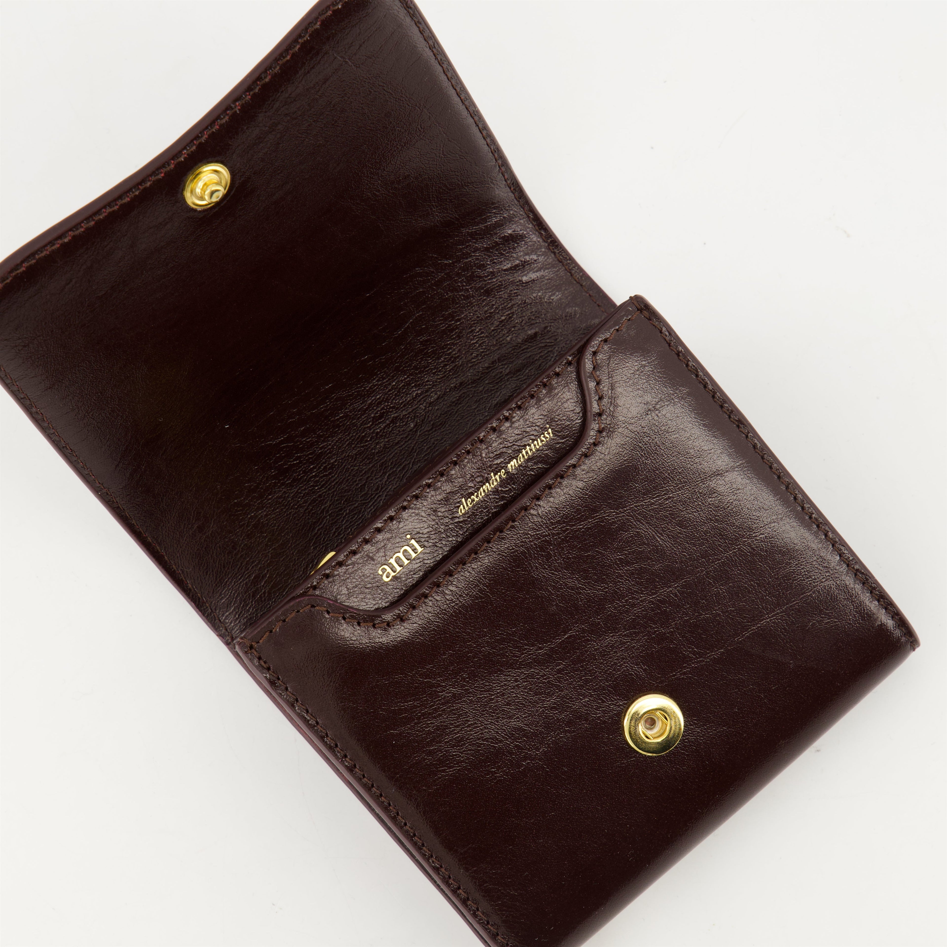 Bordeaux leather wallet, AMI Paris wallet, stylish accessories, practical wallet, luxury accessories