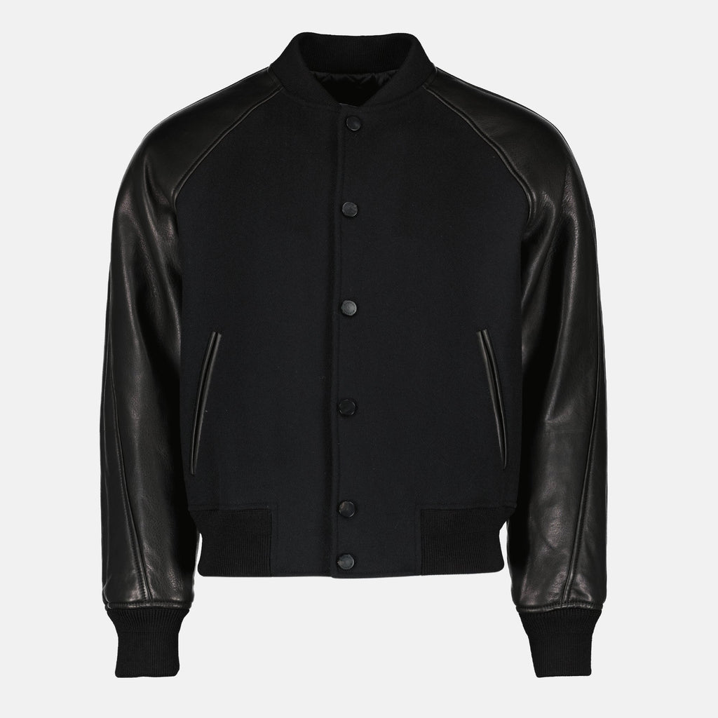 Givenchy bomber jacket, black leather jacket, bi-material jacket, designer outerwear, Spring-Summer 2026 collection