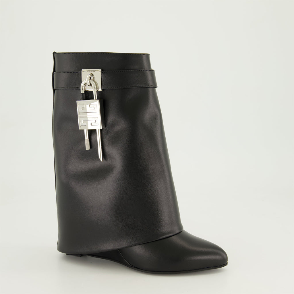 Givenchy ankle boots, Shark Lock boots, black leather footwear, designer boots, spring summer 2025