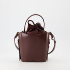 Ami Paris bag, Mini sac seau, Bordeaux bag, calf leather handbag, adjustable shoulder strap