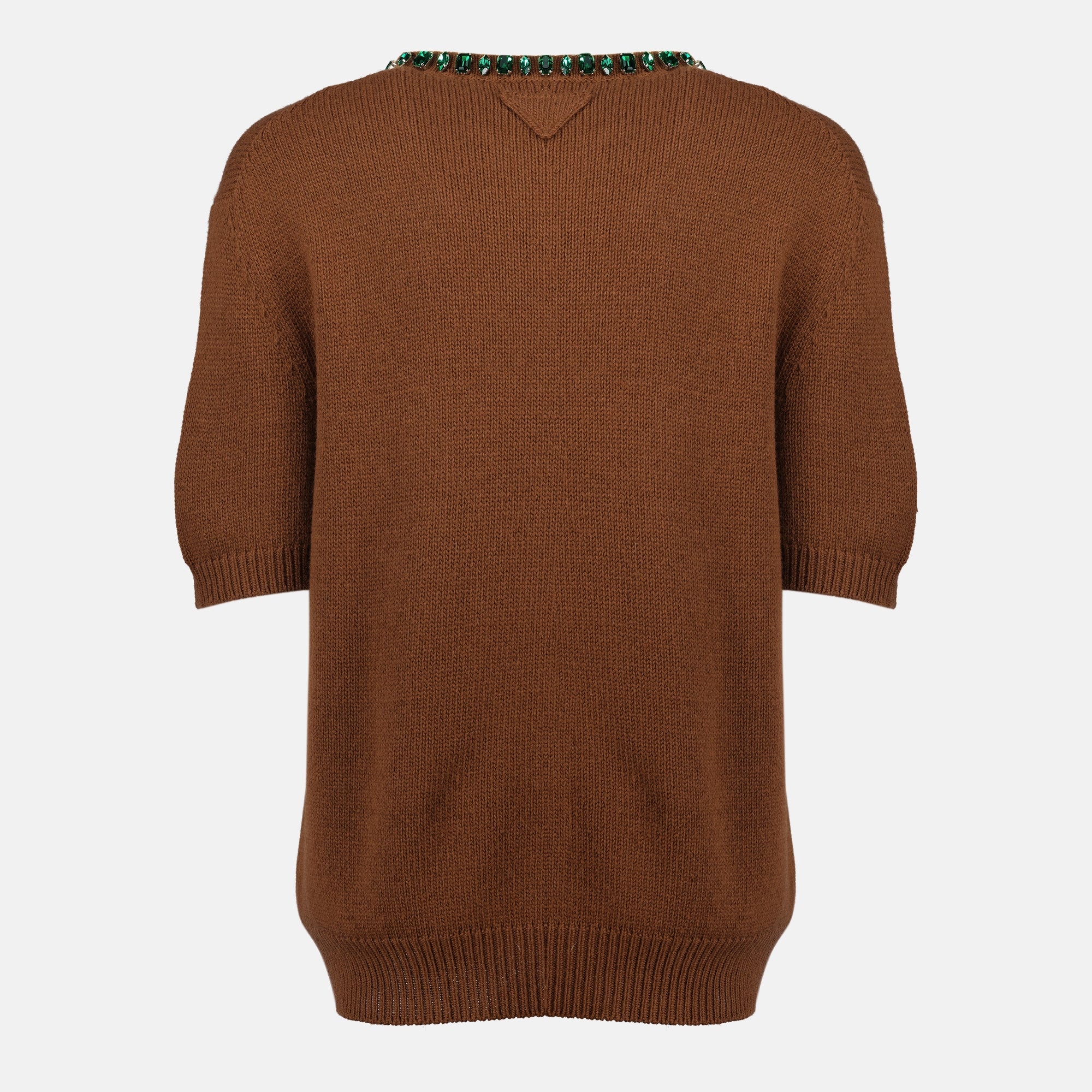 Image of Brown Cashmere and Wool Sweater by Prada for Women - Season Spring-Summer 2026 - Back View