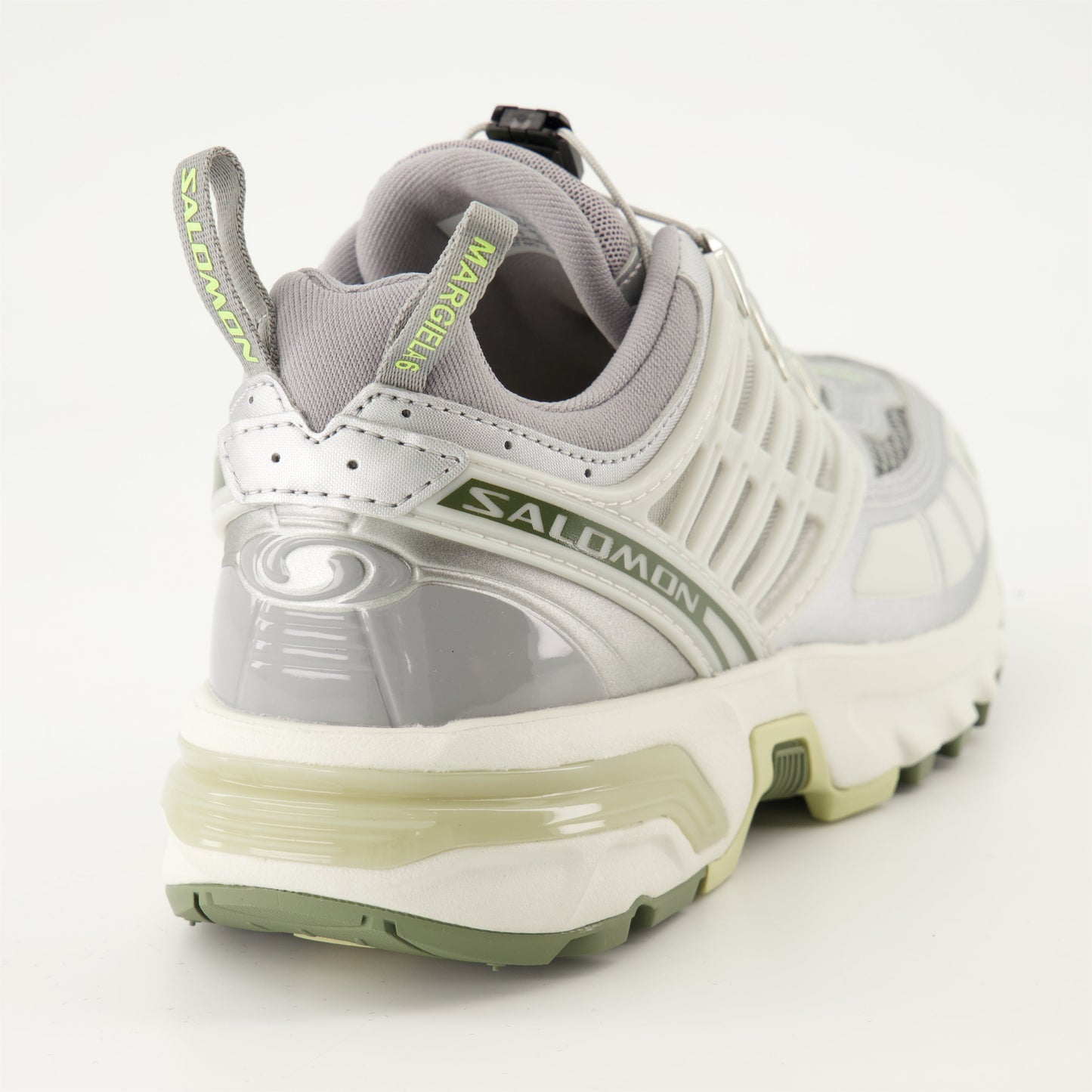 MM6 sneakers, Salomon collaboration, silver athletic shoes, stylish sneakers, designer footwear