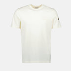 Moncler t-shirt, embroidered logo, cotton jersey, round neck t-shirt, casual fashion