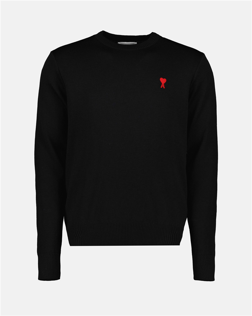 AMI Paris sweater, black wool sweater, luxury knitwear, Autumn-Winter 2024, Ami de Coeur logo