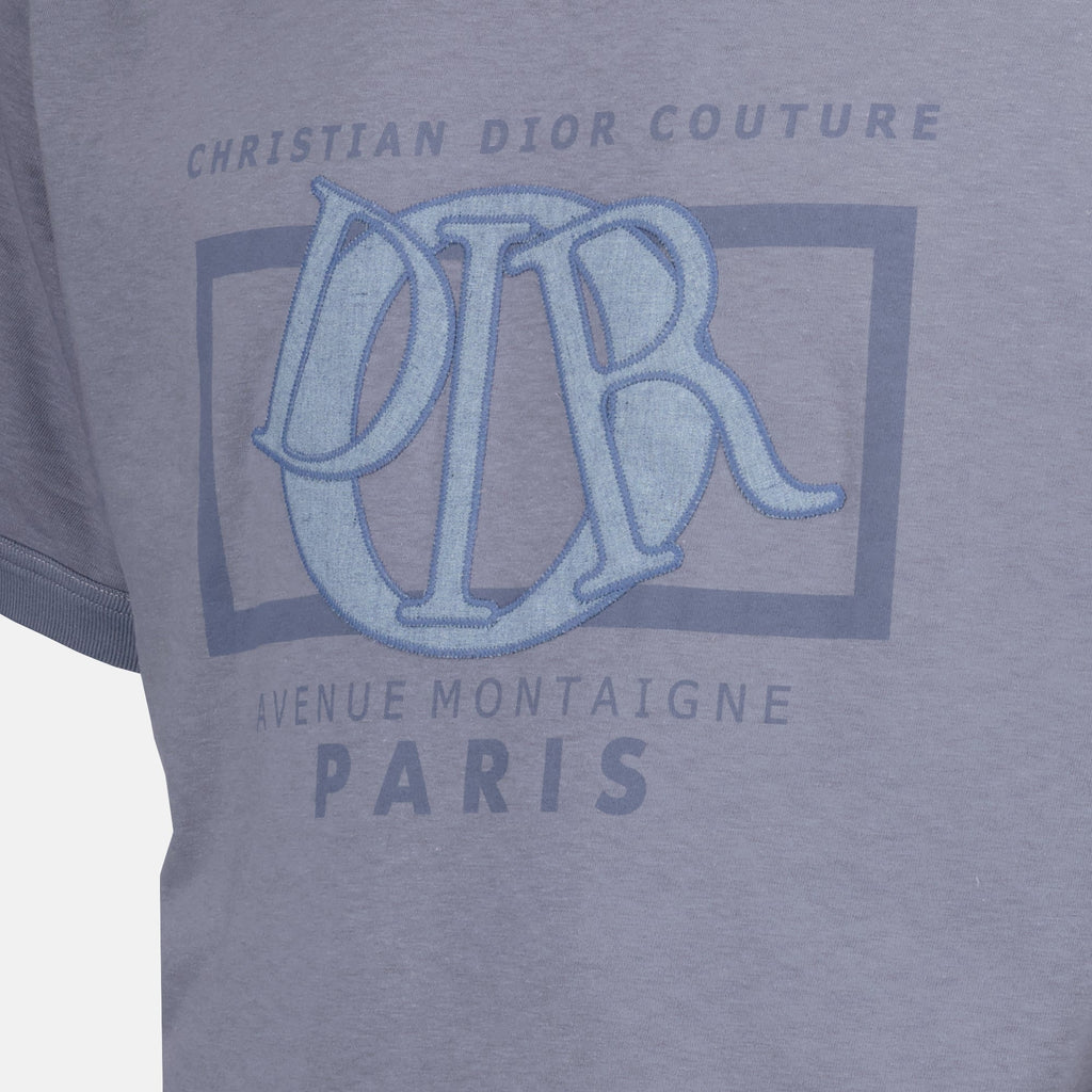 Dior Charm T-shirt, gray blue T-shirt, Autumn-Winter 2024, luxury cotton T-shirt, Dior apparel