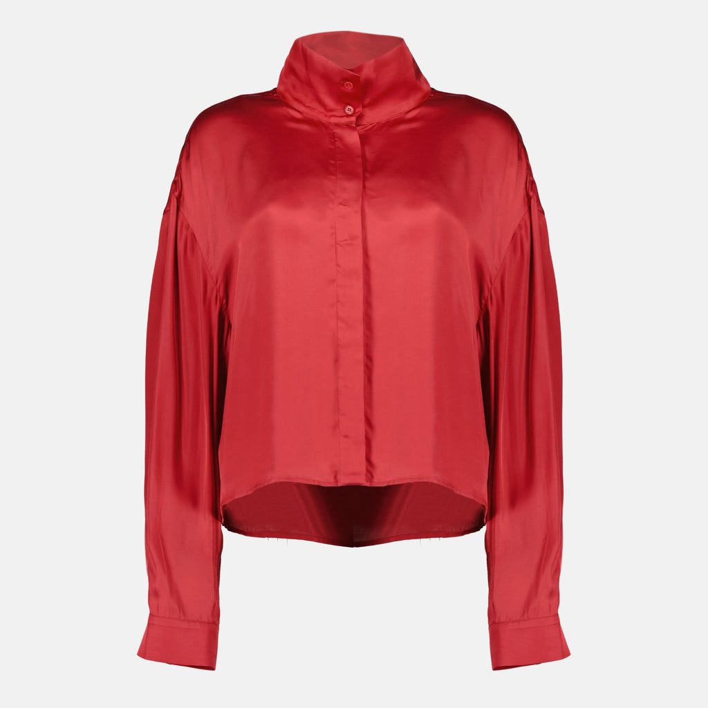 Flüssige Satin-Effekt-Bluse Rot