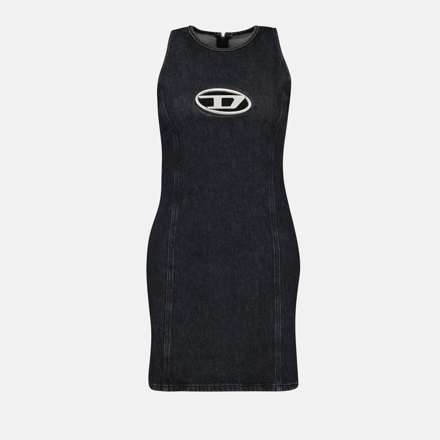 Denim Dress, Diesel 2024 Collection, Luxury Womenswear, Black Mini Dress, High-End Fashion