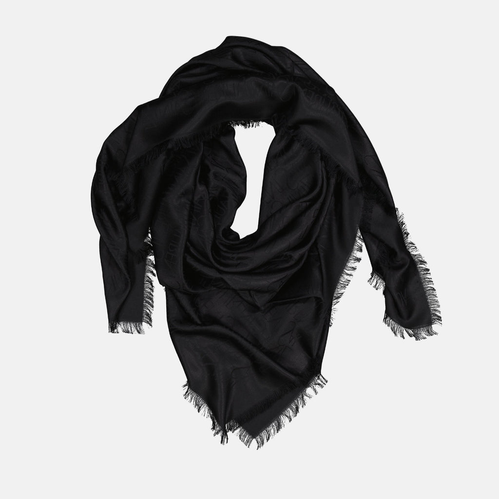 Bild eines quadratischen Seiden- und Wollschals von Saint Laurent für Männer - Saison Herbst-Winter 2025 - Frontalansicht