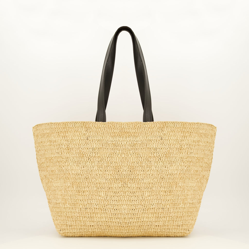 Beige Raphia Tote Bag