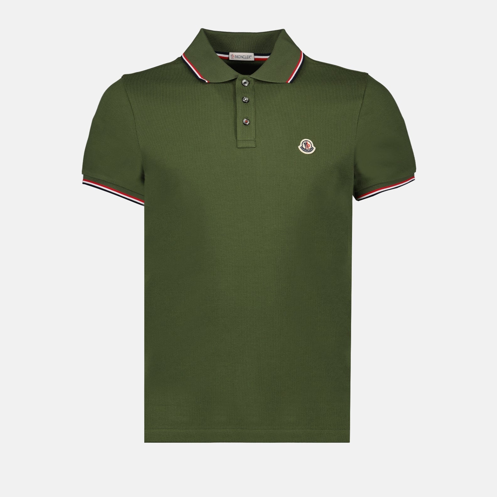 Moncler polo shirt, khaki polo shirt, cotton pique shirt, classic polo, men's polo shirt