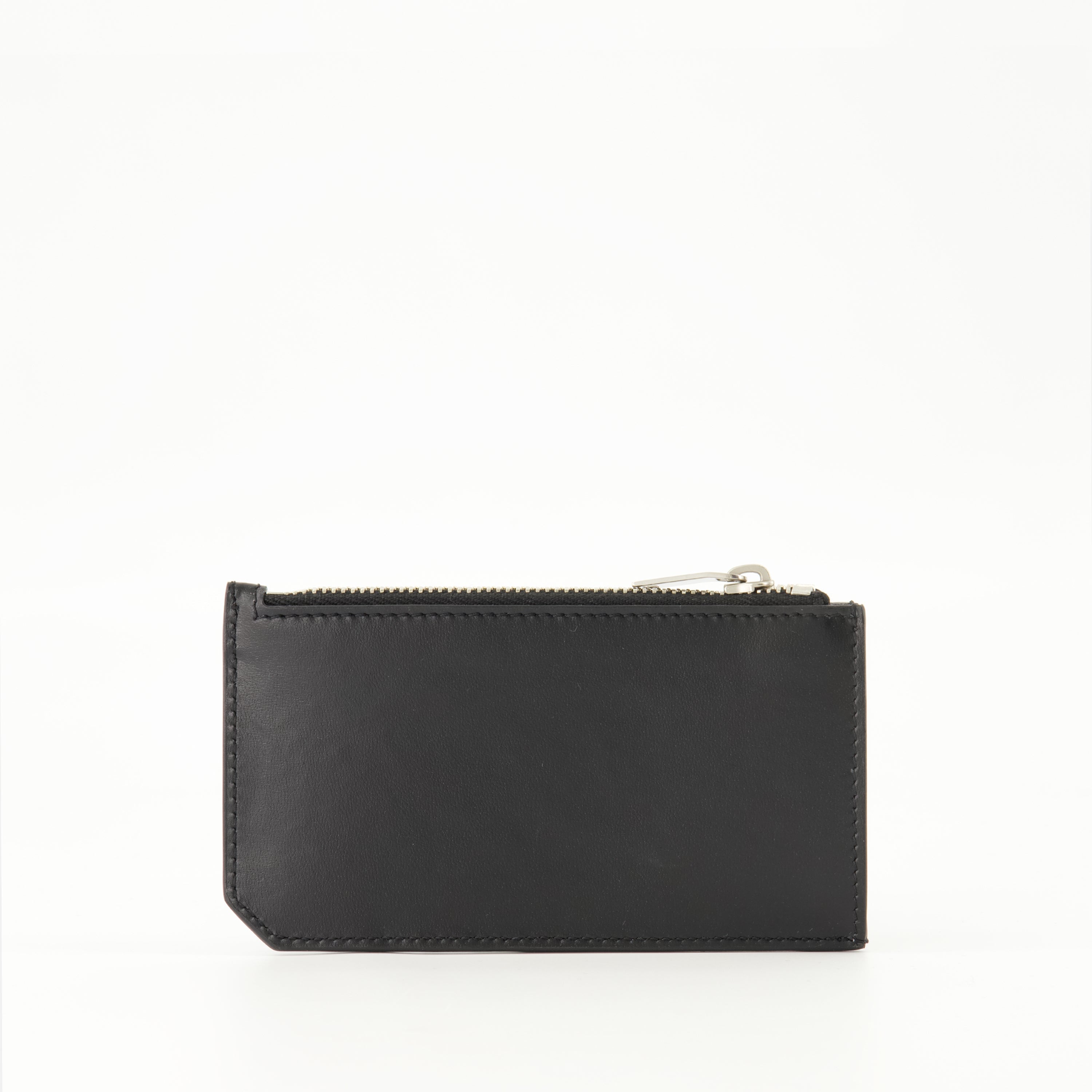card holder, zipped leather wallet, Saint Laurent accessories, black leather wallet, luxury leather goods