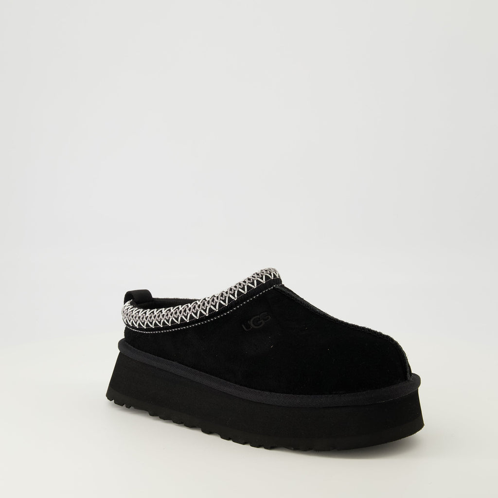 Tazz II mules, UGG white suede mules, comfortable slip-on shoes, rubber outsole mules, women's footwear