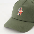 khaki cap, Moncler Grenoble, adjustable logo cap, cotton gabardine, fashion accessory