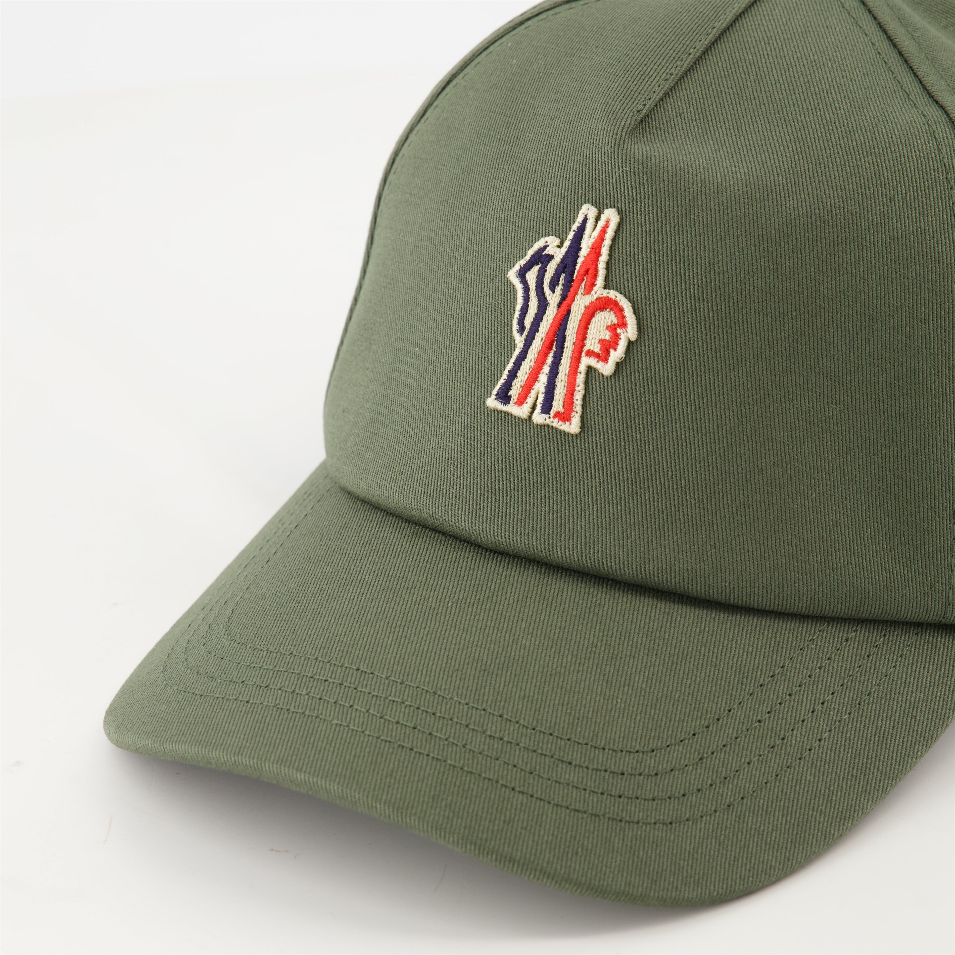 khaki cap, Moncler Grenoble, adjustable logo cap, cotton gabardine, fashion accessory