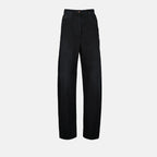 Imagen de jeans de mezclilla negra de pierna ancha de Prada para mujeres - Temporada Primavera-Verano 2025 - Vista frontal