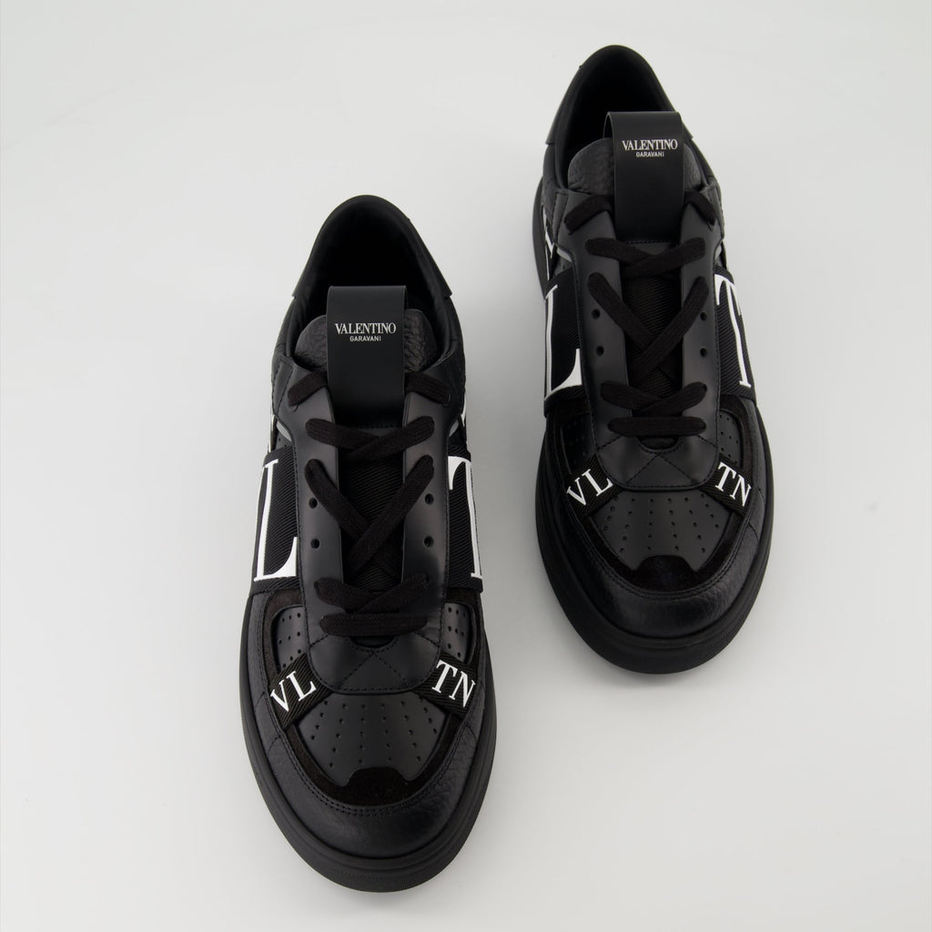 Valentino VLTN sneakers, black calf leather sneakers, two-tone design sneakers, men's luxury sneakers, designer lifestyle footwear