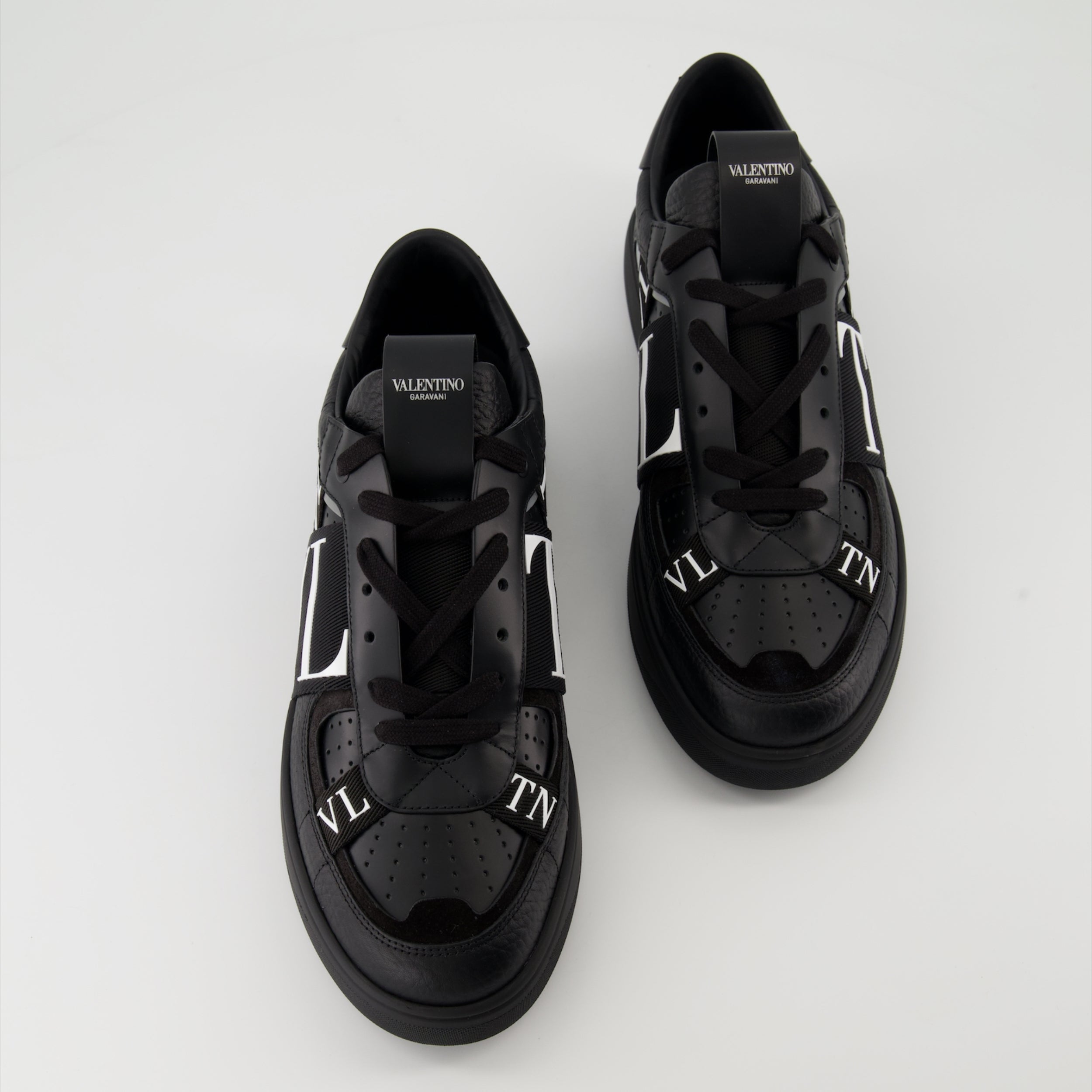 Valentino VLTN sneakers, black calf leather sneakers, two-tone design sneakers, men's luxury sneakers, designer lifestyle footwear