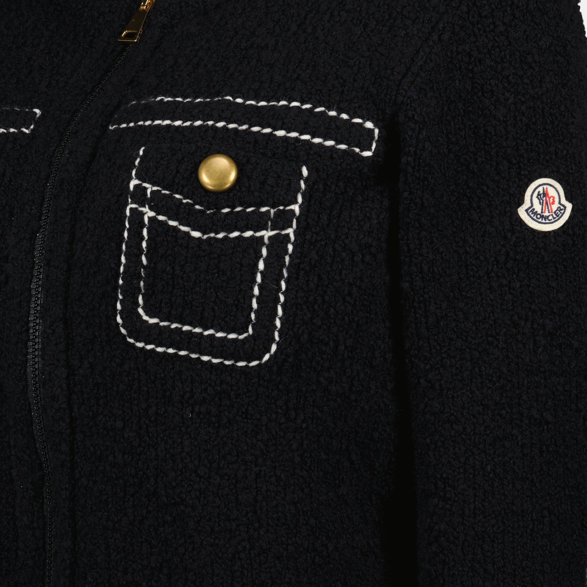 Moncler cardigan, bi-material cardigan, navy cardigan, wool nylon blend, Autumn-Winter 2025