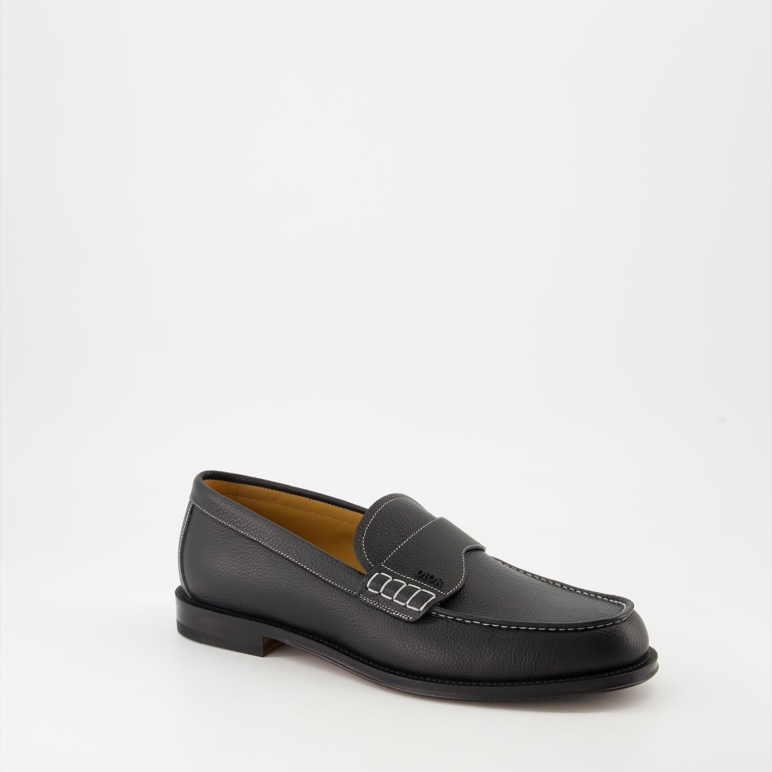 Dior Granville Moccasins, Grain Leather Moccasins, Luxury Black Moccasins, Autumn-Winter Collection, High-End Footwear