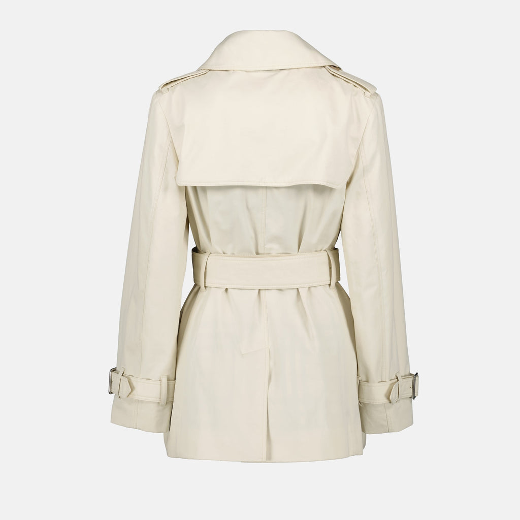 Trench-coat en gabardine de coton blanc