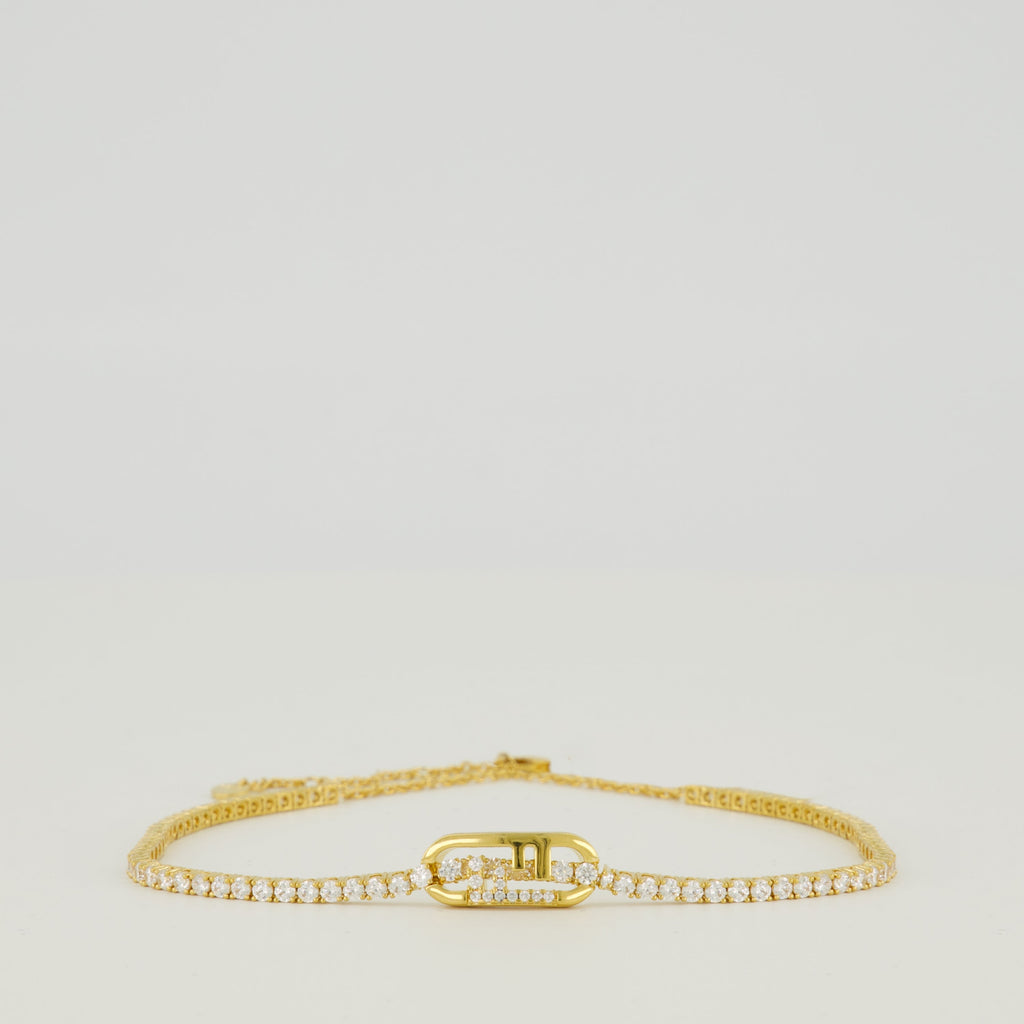 Fendi collar, brass accessory, crystal embellishment, adjustable collar, designer jewelry