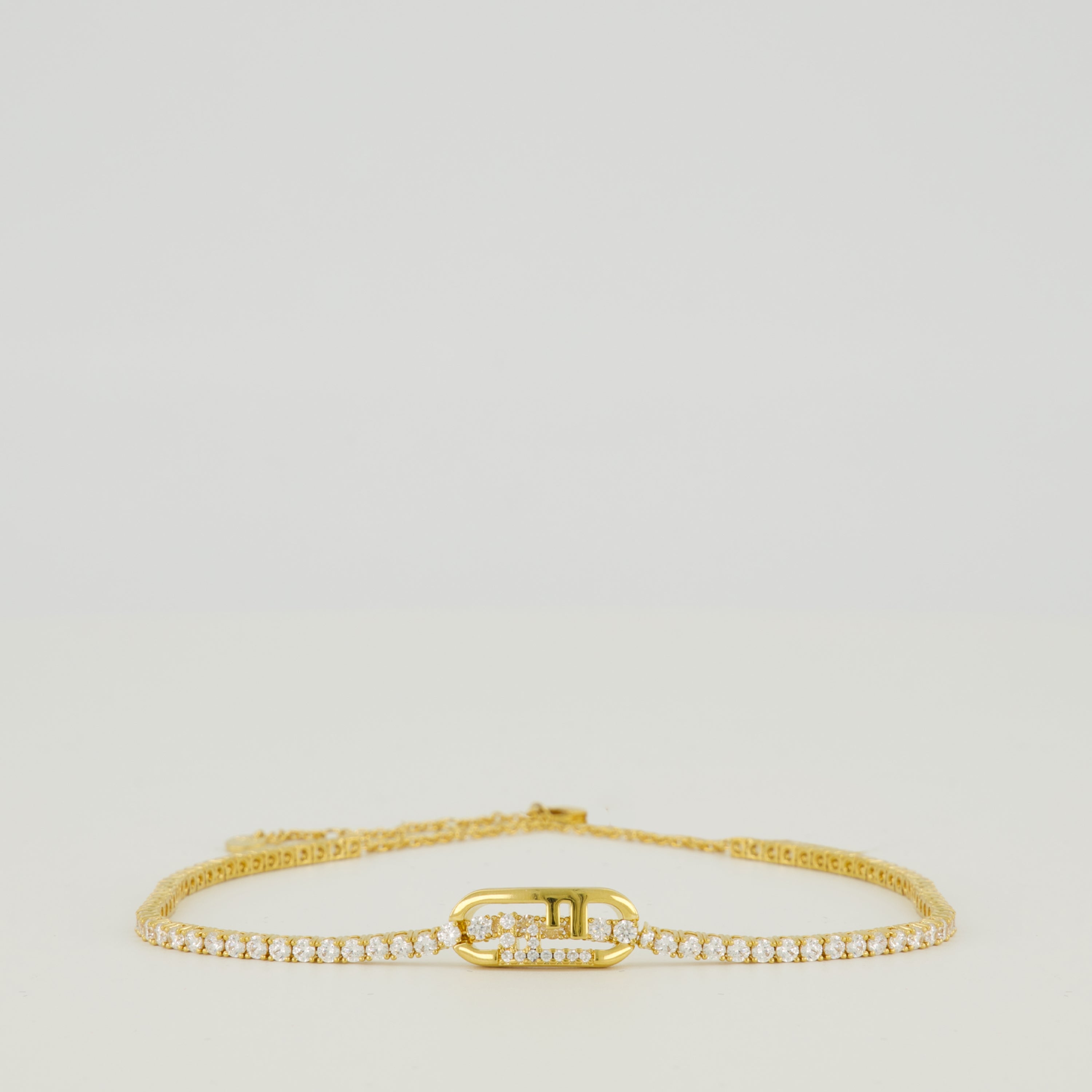 Fendi collar, brass accessory, crystal embellishment, adjustable collar, designer jewelry